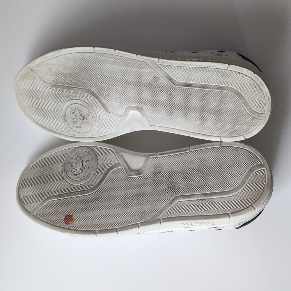 MCM Terrain Monogram Derby White Black Lace Up Leather Sneaker EU 42/US 9 In Box - Picture 11 of 17